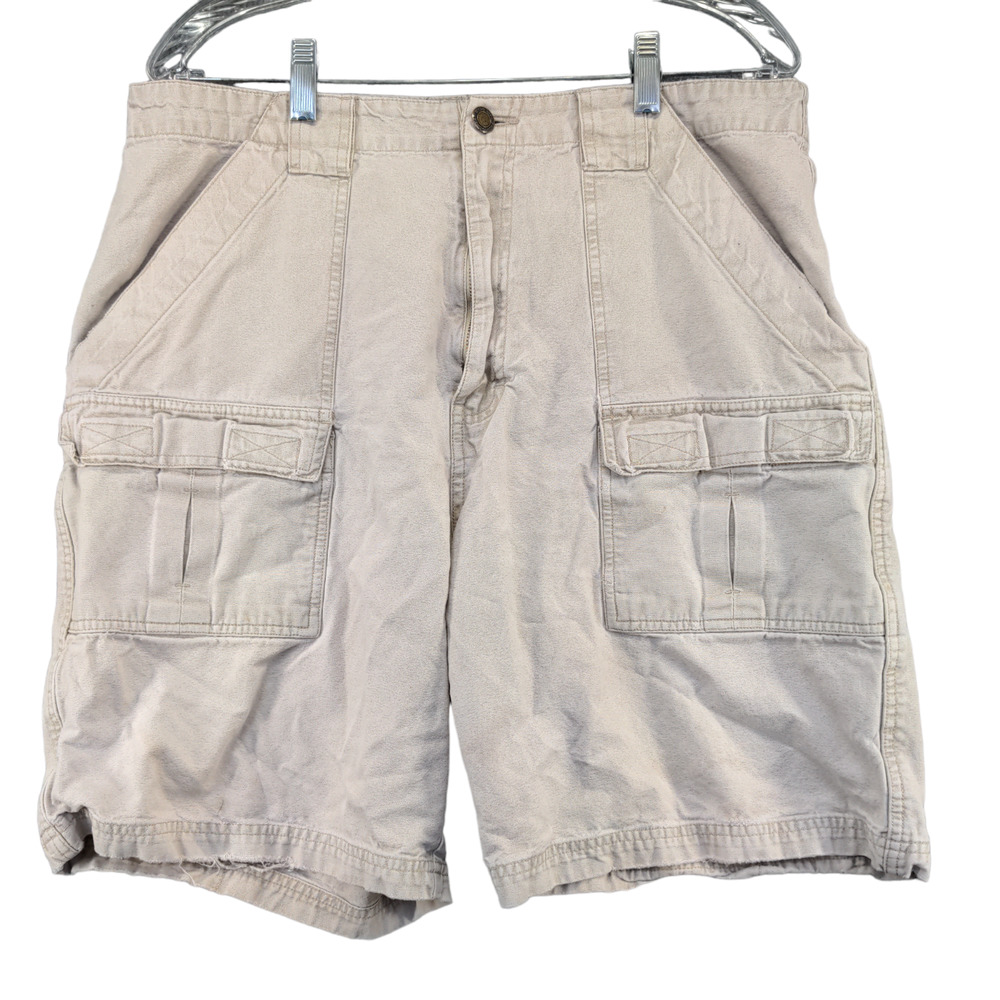 Pacific Crest Mens Cargo Shorts Tan Size 36 Cotton Pockets Outdoor
